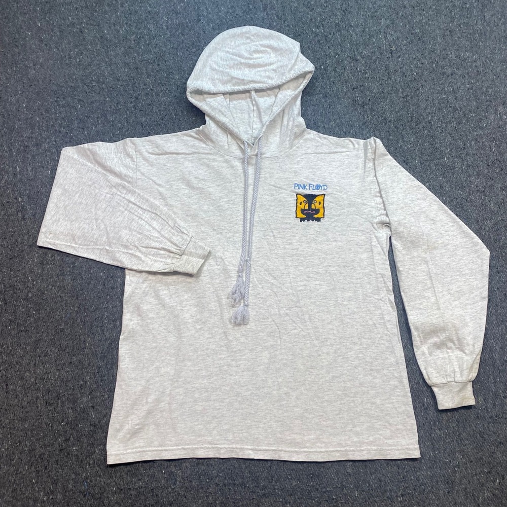 Brockum Pink Floyd Hoodie Sz L Mens Gray 90s Vintage Division Bell Embroidered